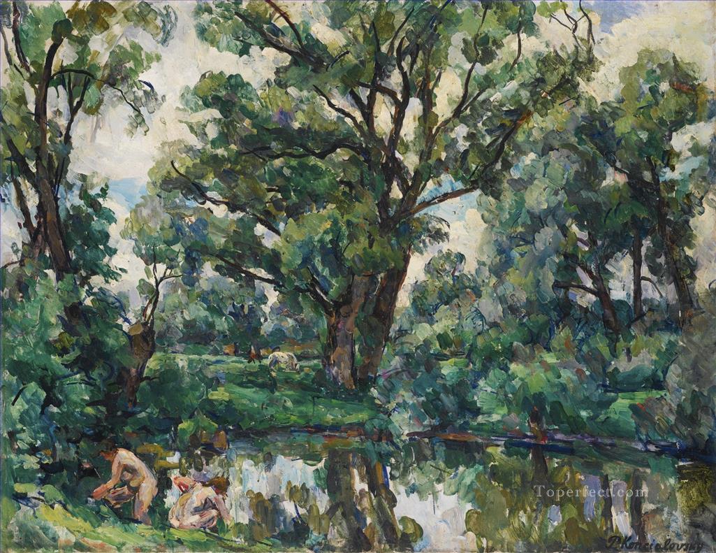 馬のある柳の風景 ペトル・ペトロヴィッチ コンチャロフスキーの森の木々油絵